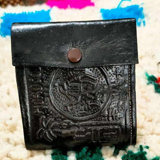 Petit portefeuille en cuir marocain noir