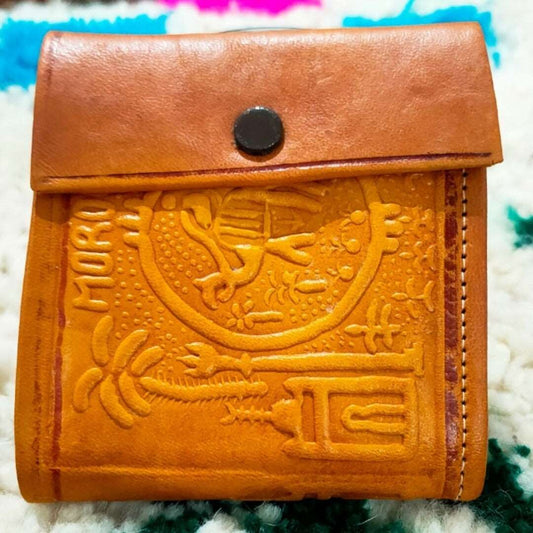 Petit portefeuille en cuir marocain orange